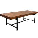 Industrial Rustic Solid Wood & Iron Base Large Dining Table Brown